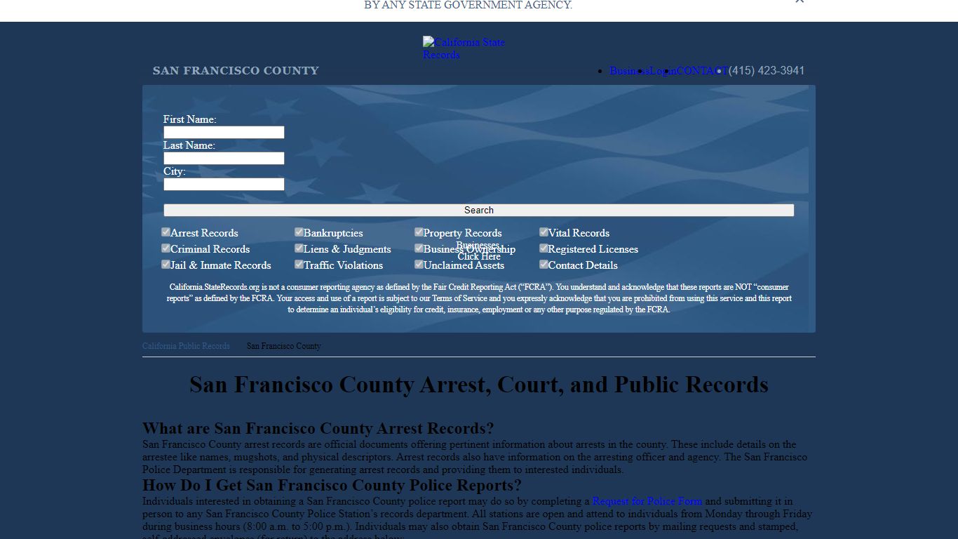 San Francisco County Arrest, Court, and Public Records