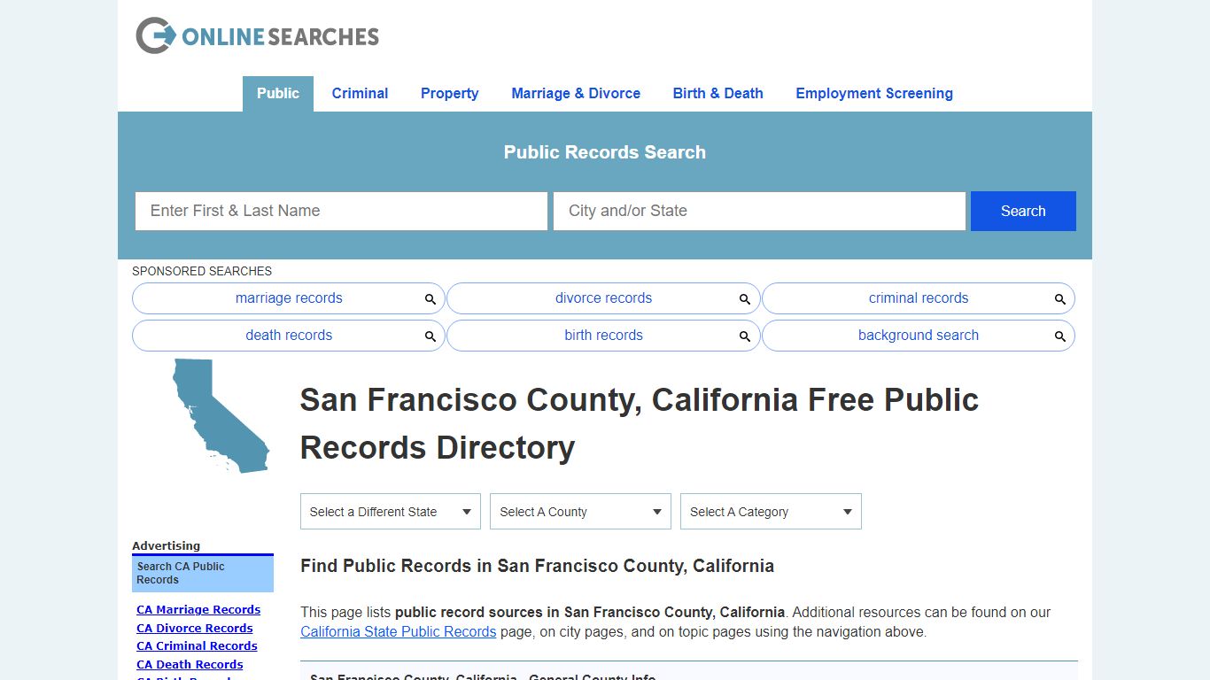 San Francisco County, California Public Records Directory