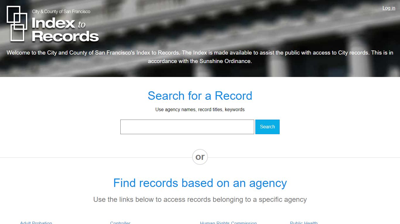 Welcome to Index to Records | Index to Records - San Francisco